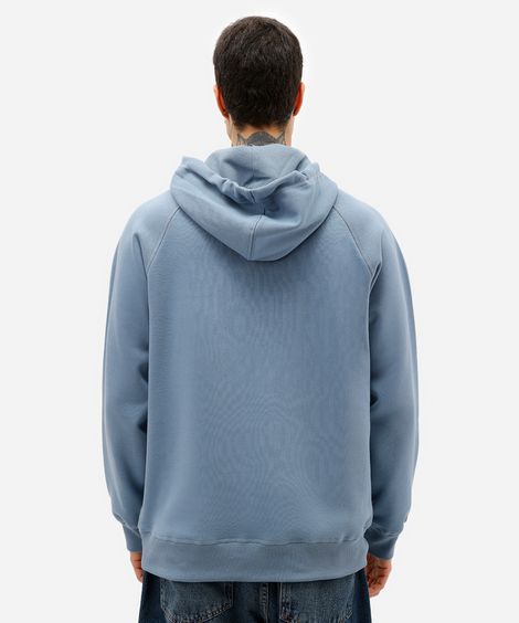 blusão básico masculino de moletom com capuz azul