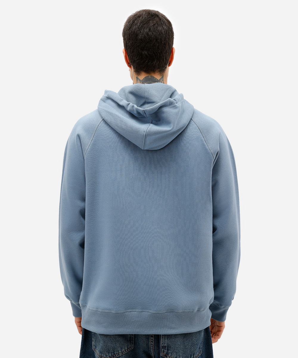 blusão básico masculino de moletom com capuz azul