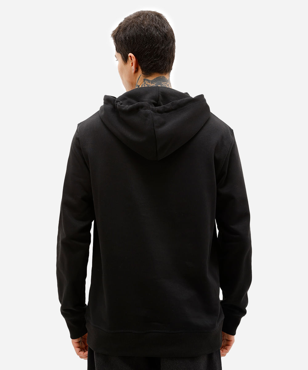blusão masculino de moletom sem felpa com capuz preto