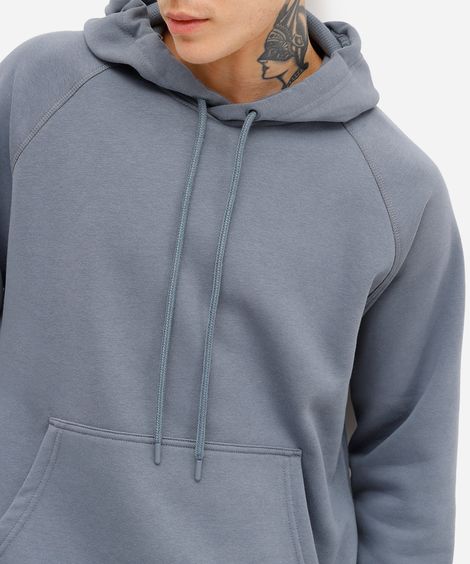blusão básico masculino de moletom com capuz cinza