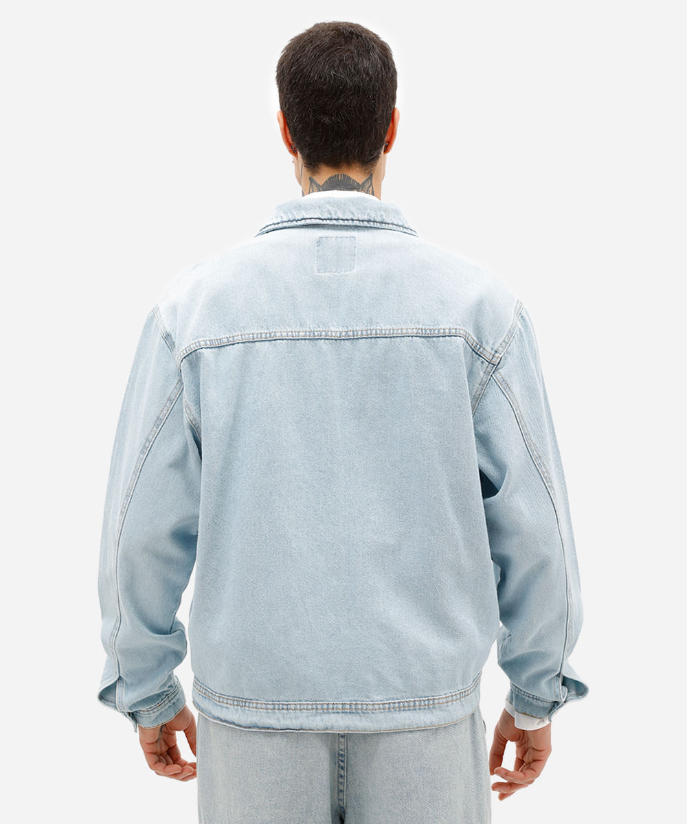 jaqueta masculina jeans com bolsos azul