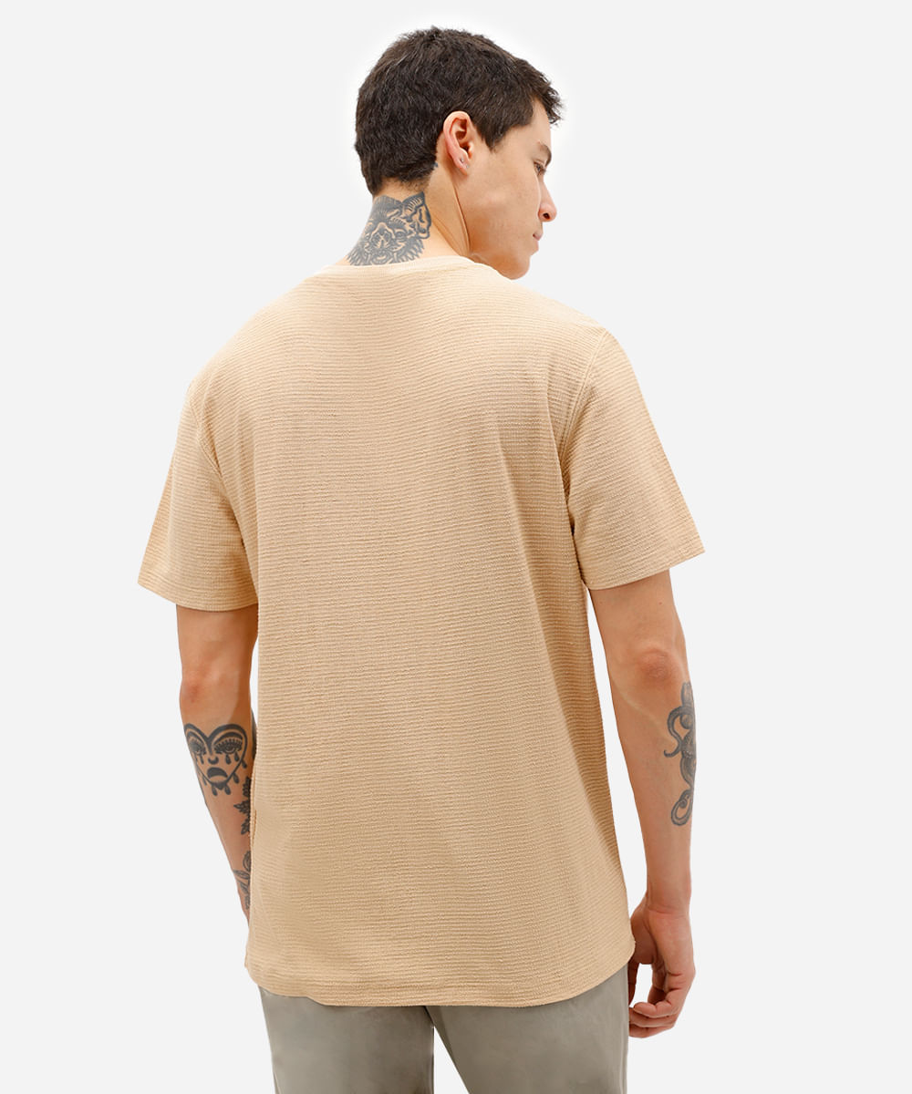camiseta masculina manga curta texturizada bege