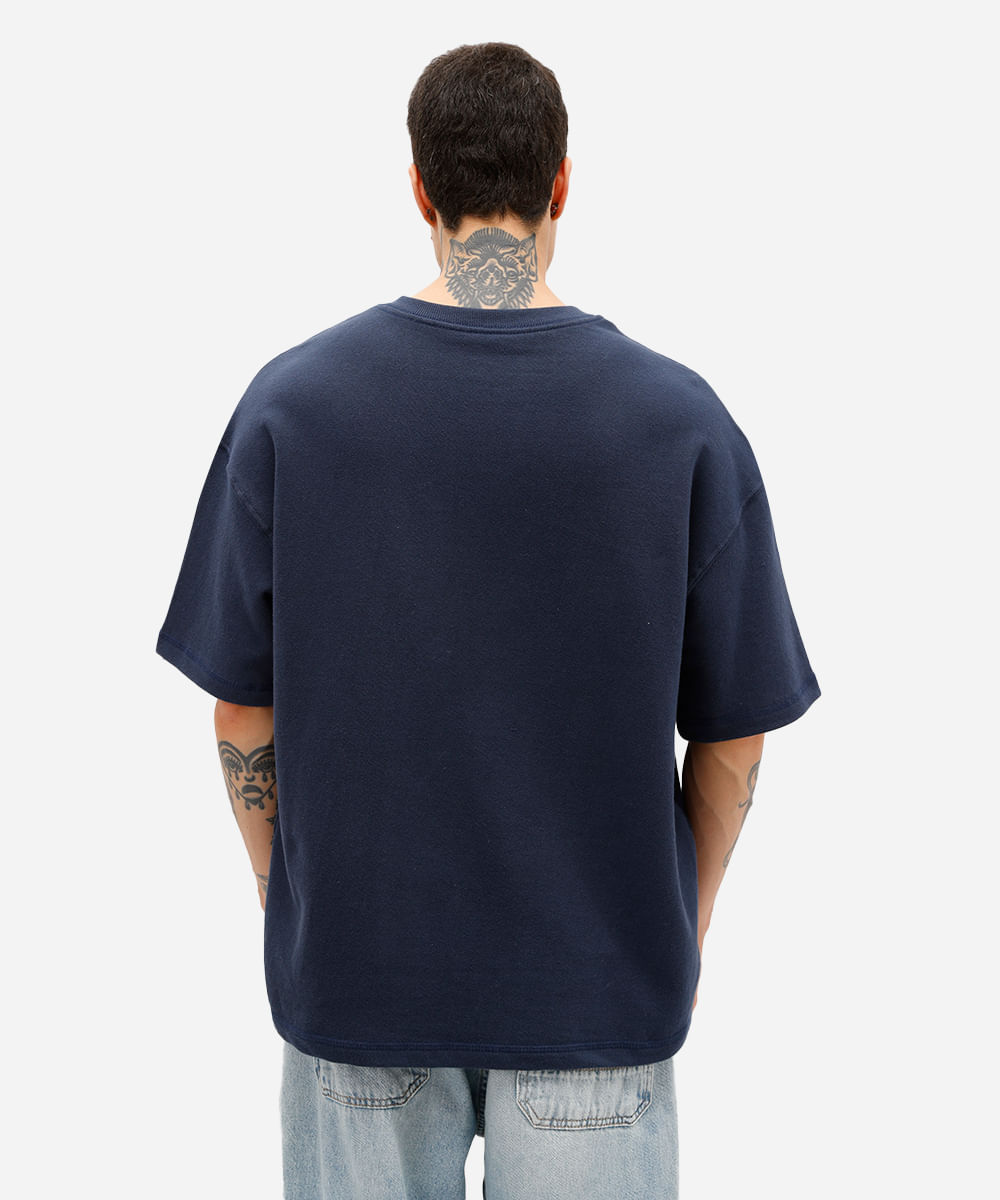camiseta oversized masculina de moletom sem felpa azul