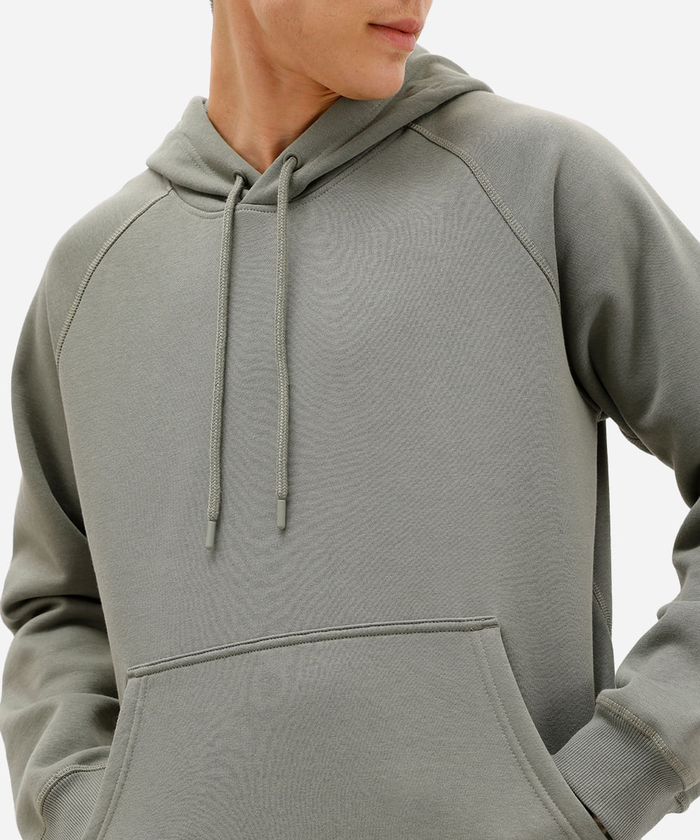 blusão básico masculino de moletom com capuz verde