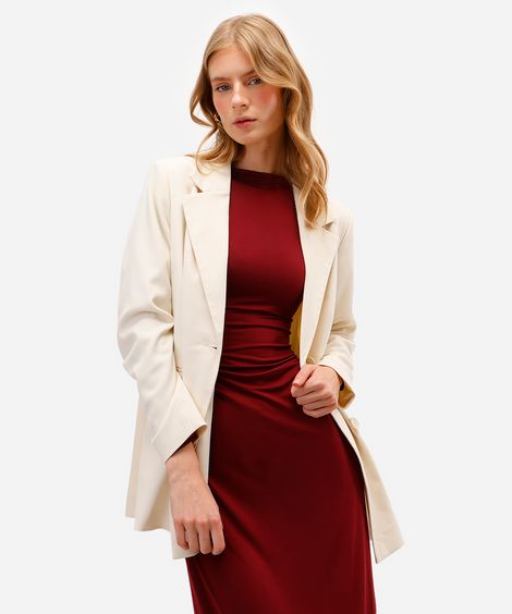 blazer de alfaiataria feminino oversized bege