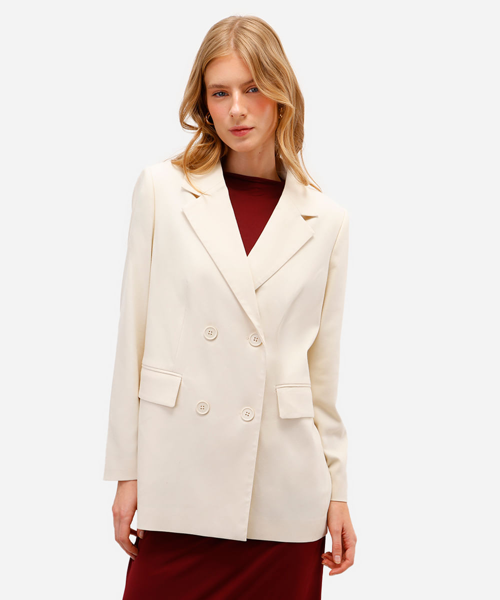 blazer de alfaiataria feminino oversized bege