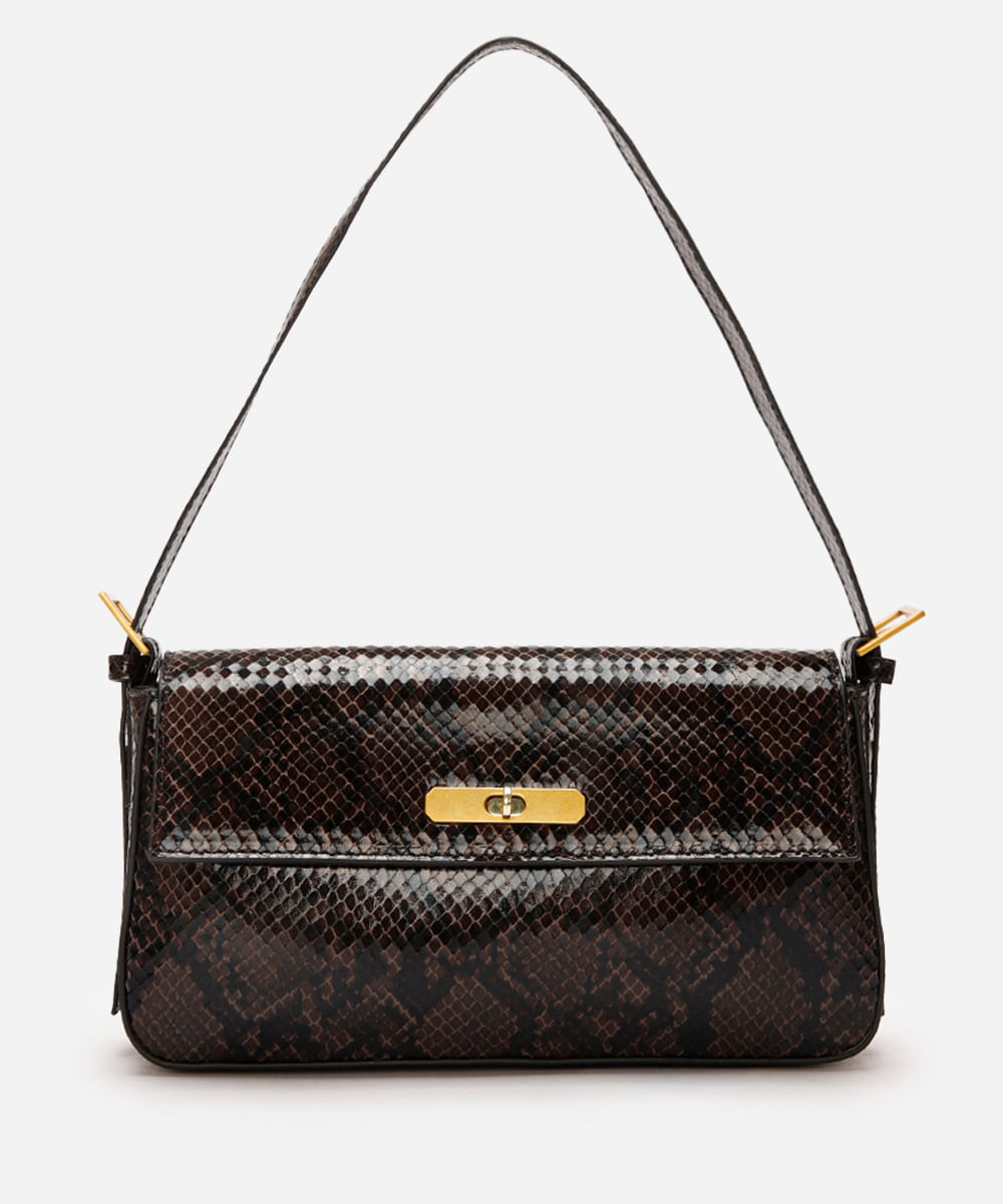 bolsa shoulder croco - marrom escuro
