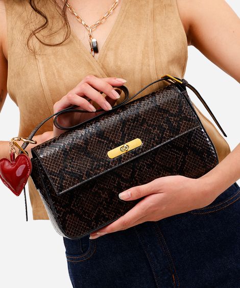 bolsa shoulder croco - marrom escuro