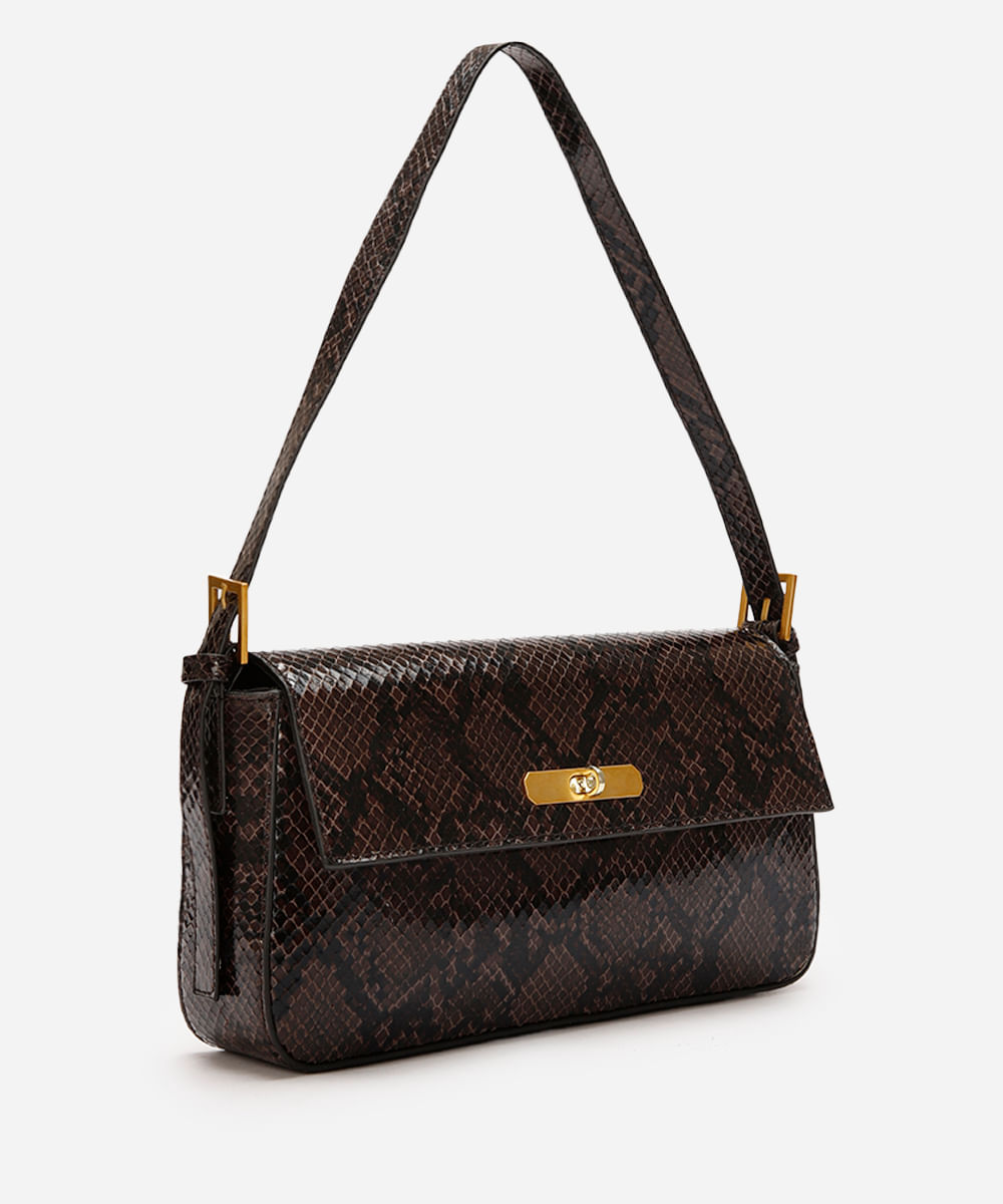 bolsa shoulder croco - marrom escuro
