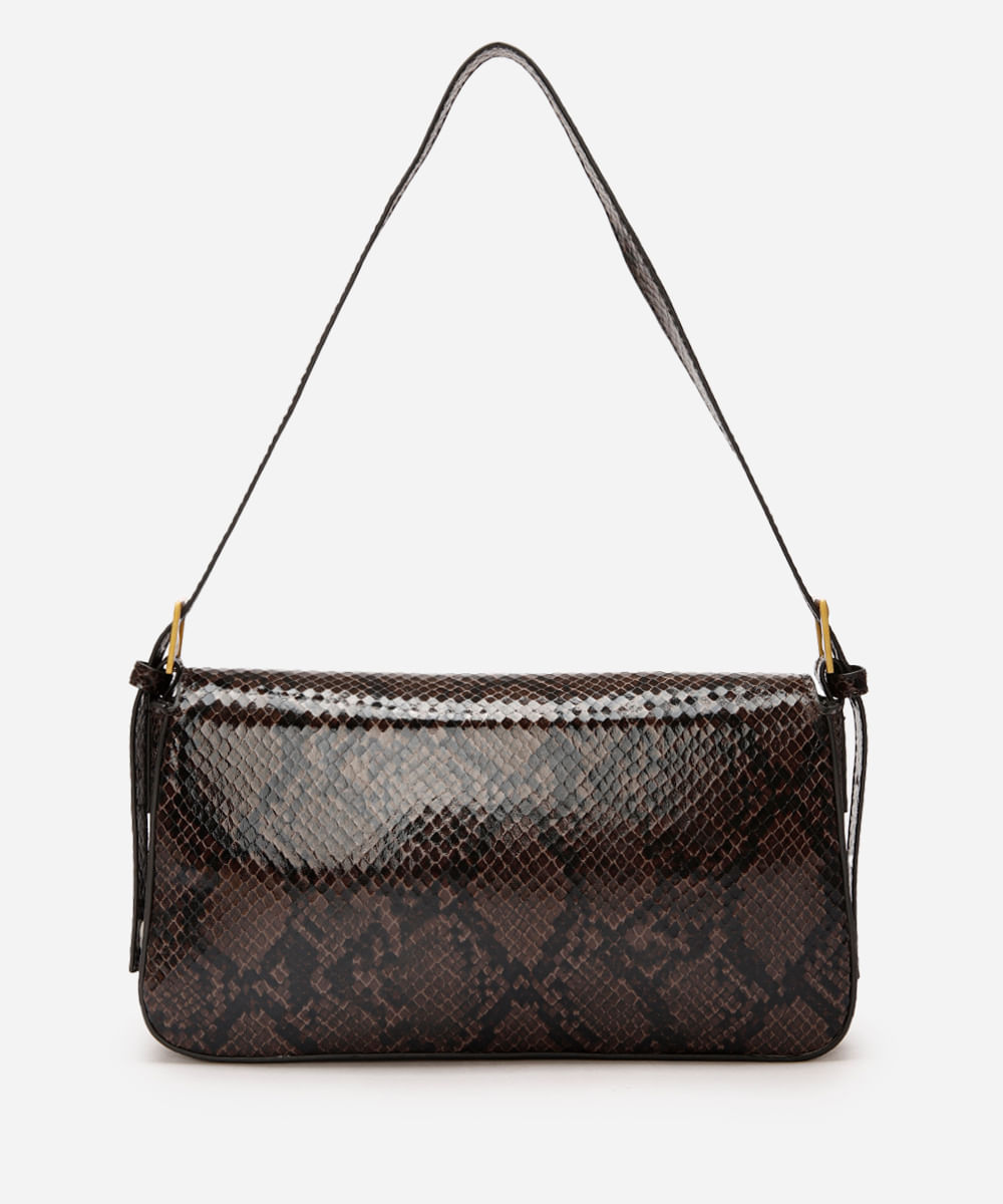 bolsa shoulder croco - marrom escuro
