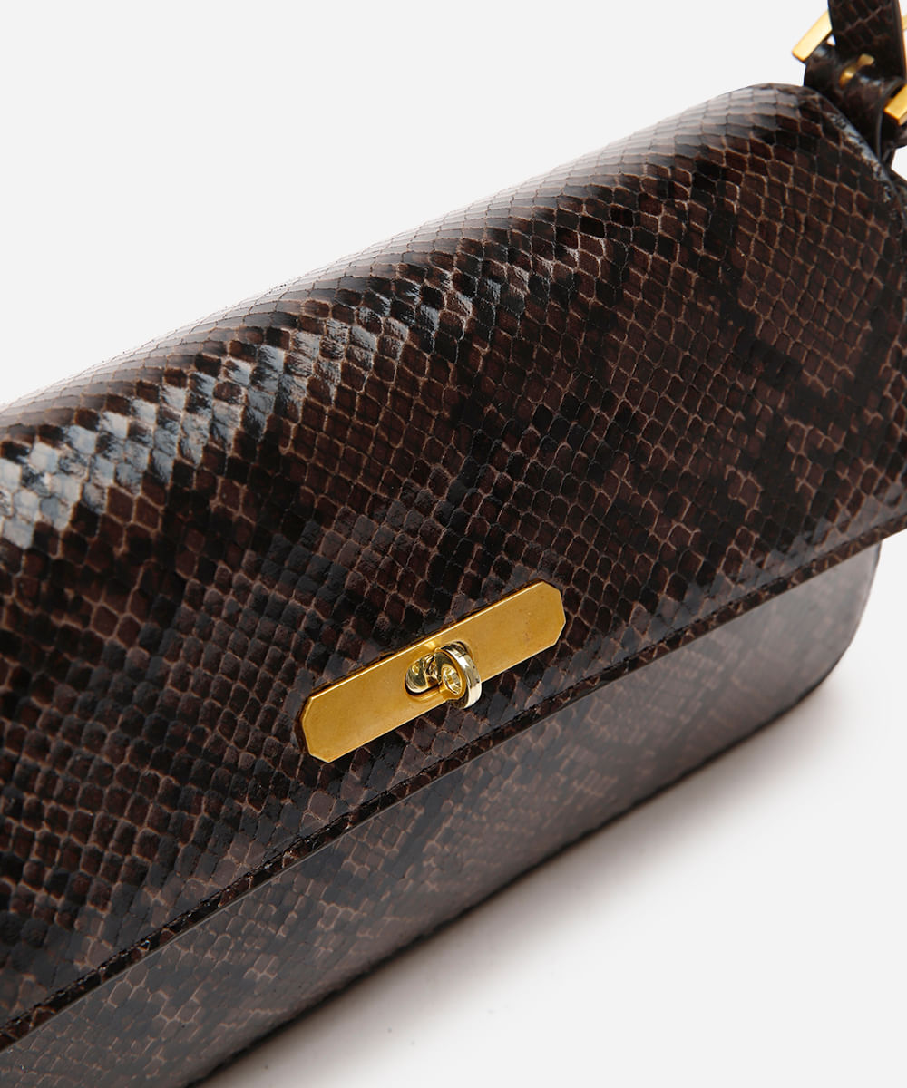 bolsa shoulder croco - marrom escuro