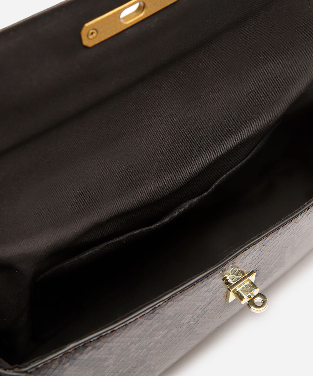 bolsa shoulder croco - marrom escuro