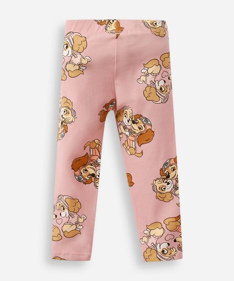 calça legging infantil de algodão patrulha canina rosa