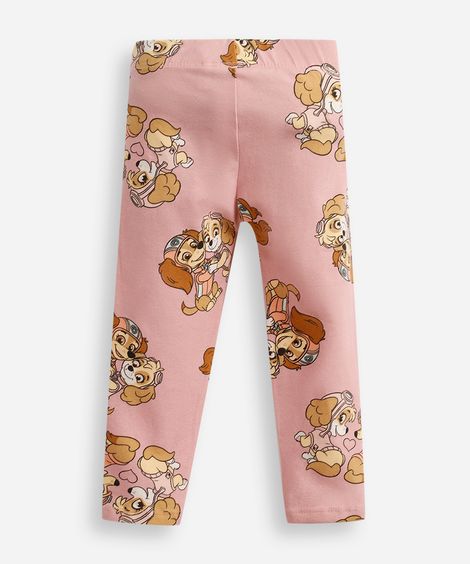 calça legging infantil de algodão patrulha canina rosa