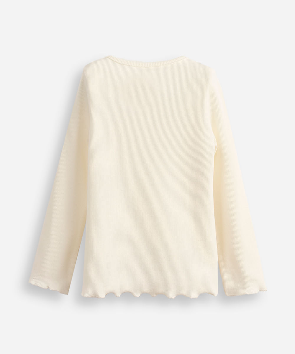 camiseta infantil manga longa arco iris off white