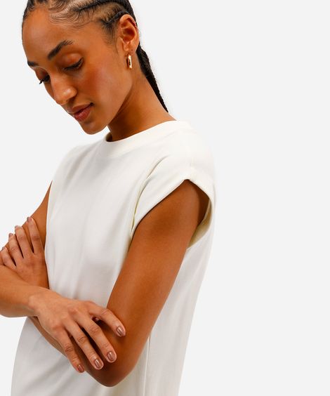 regata muscle feminina de algodão peruano off white