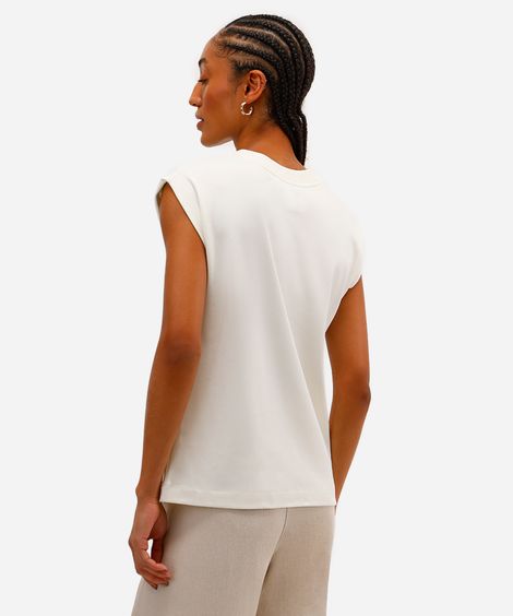 regata muscle feminina de algodão peruano off white