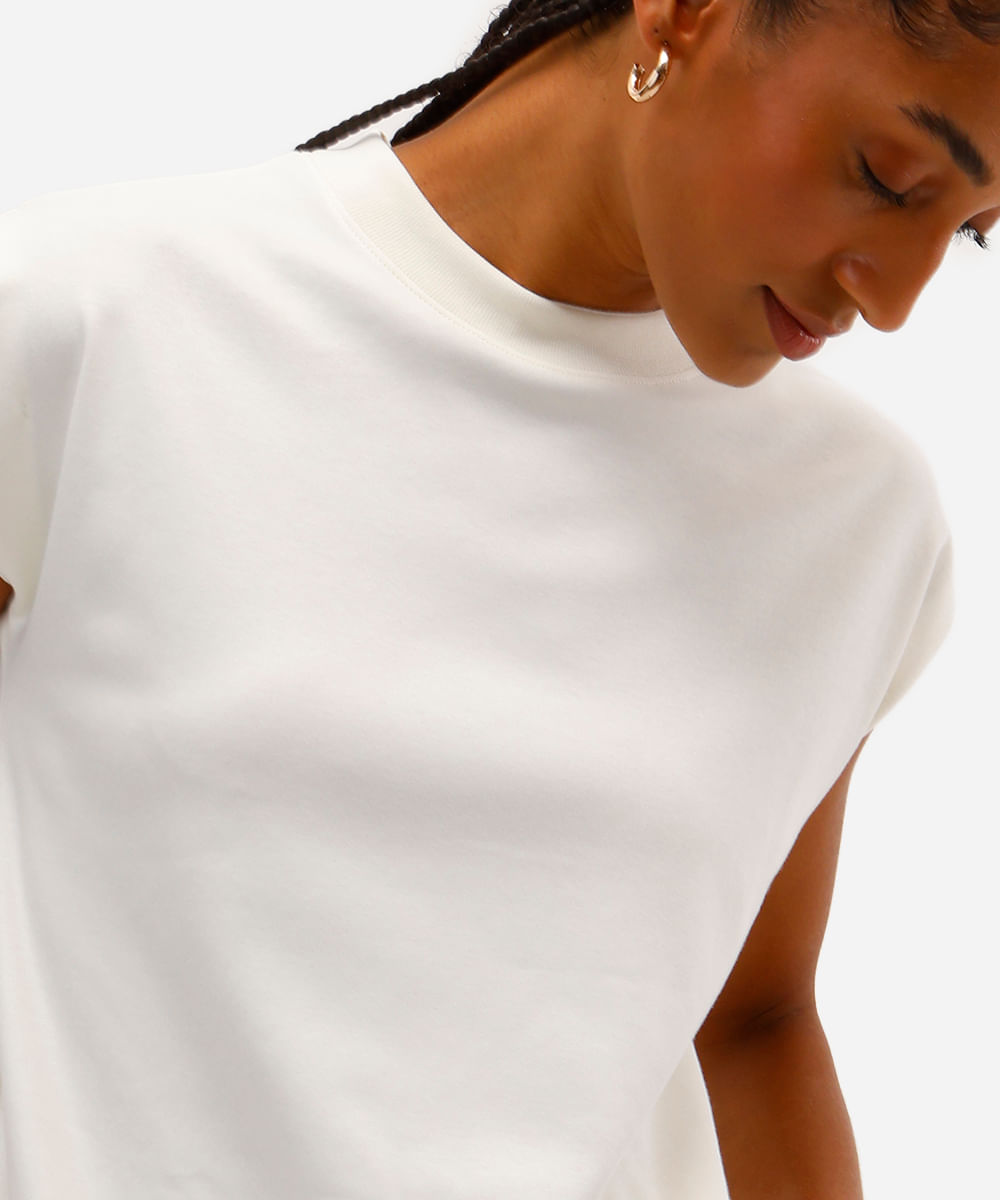 regata muscle feminina de algodão peruano off white