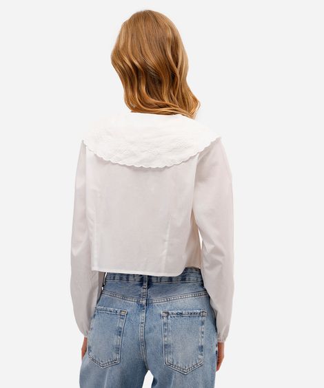 camisa feminina de algodão bordada off white