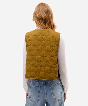 colete feminino texturizado com amarração verde