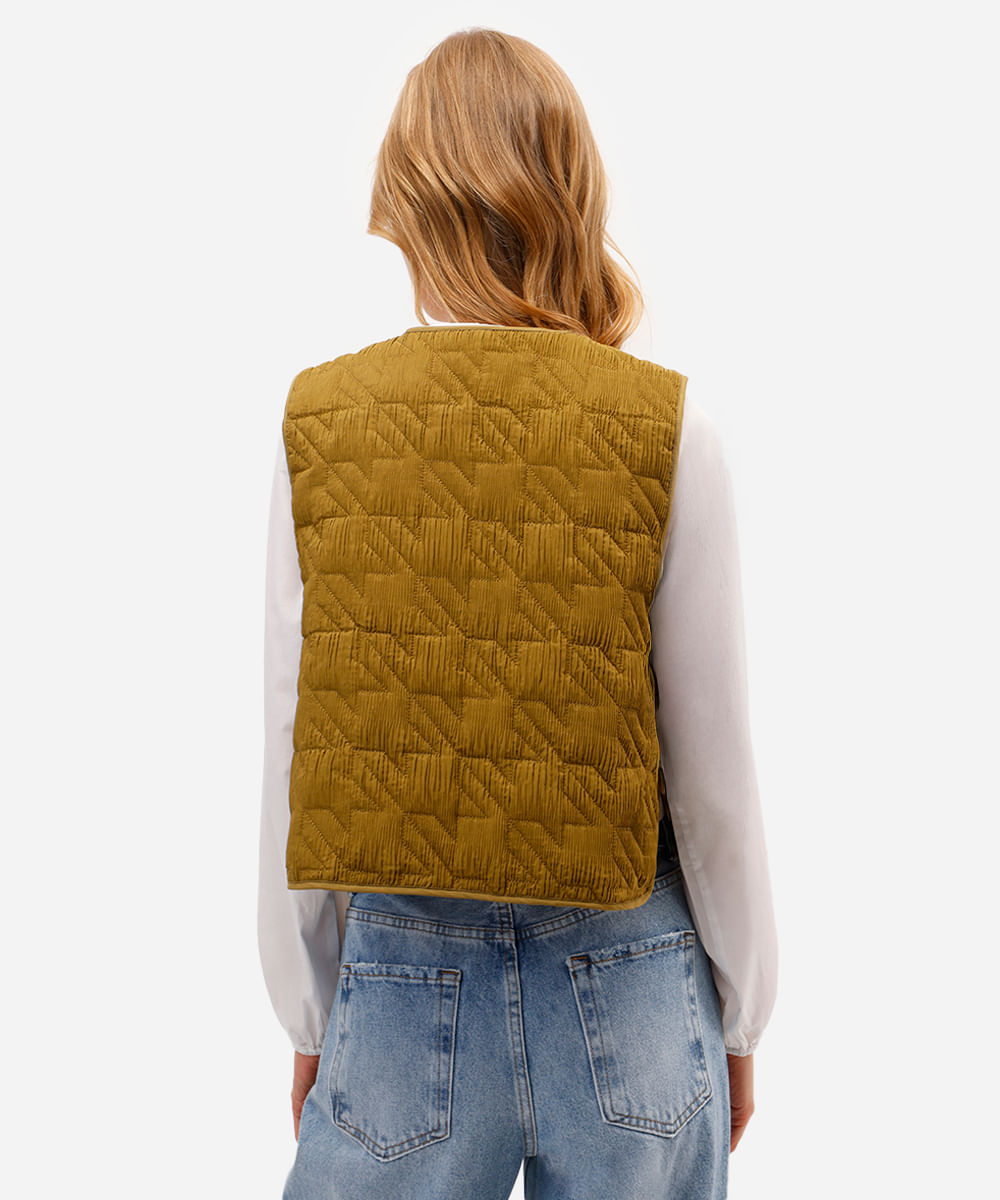 colete feminino texturizado com amarração verde