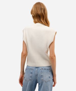 colete feminino de tricot texturizado  - off white