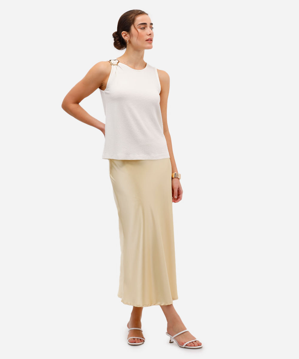 regata feminina decote redondo texturizada off white