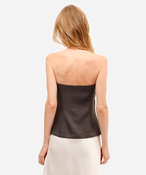 blusa feminina sem alça com botões cinza