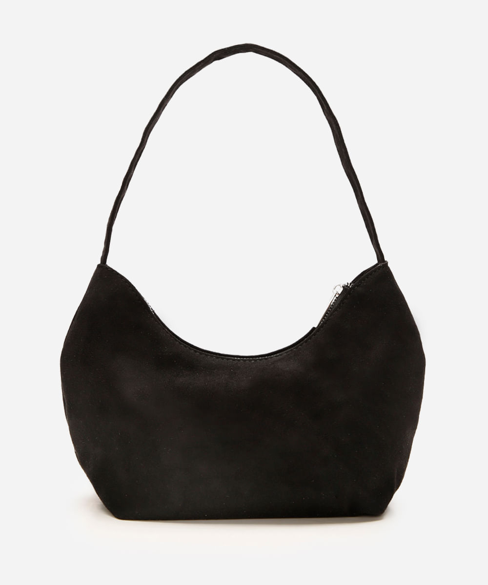 bolsa shoulder feminina strass suede preto