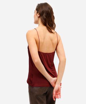 blusa feminina alça fina com renda texturizada  vinho