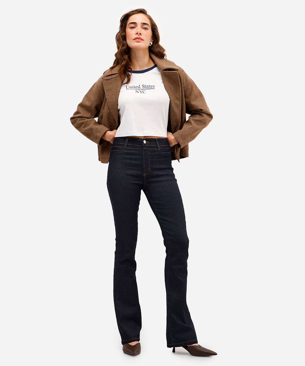 calça flare feminina jeans sawary azul