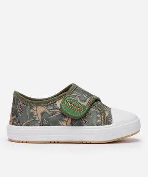 tênis infantil com velcro dinossauro verde