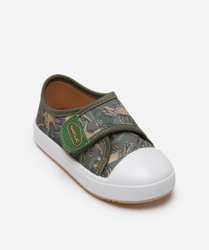 tênis infantil com velcro dinossauro verde