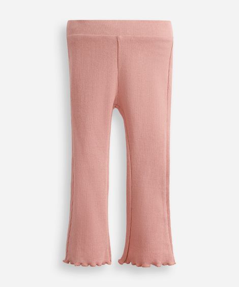 calça flare infantil com fru fru rosa