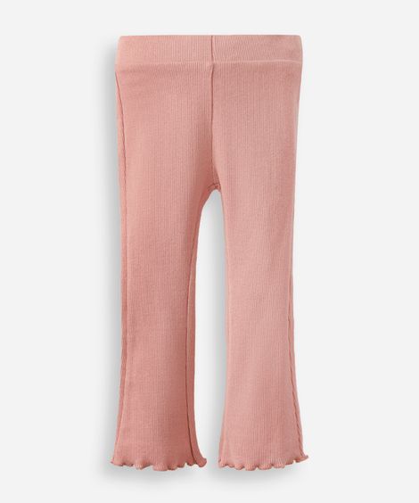 calça flare infantil com fru fru rosa