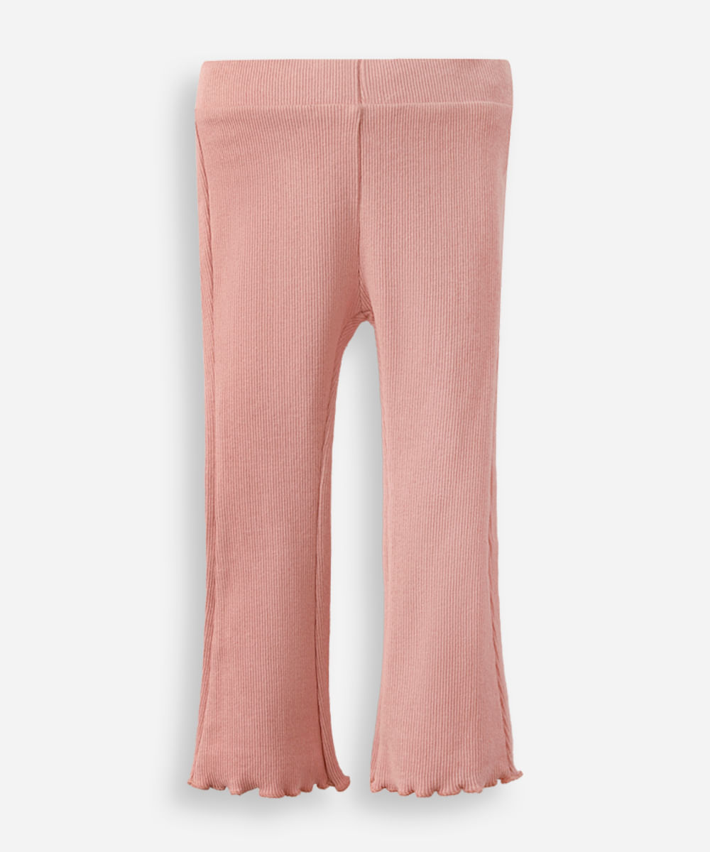 calça flare infantil com fru fru rosa
