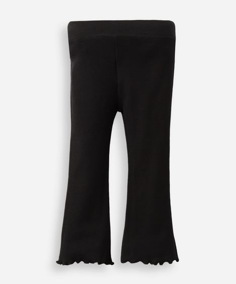 calça flare infantil com fru fru preta