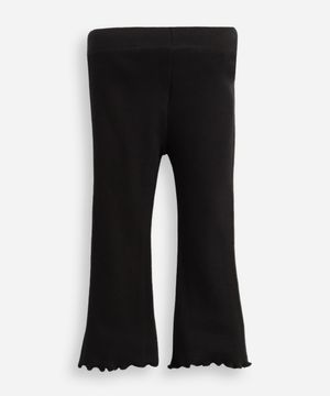 calça flare infantil com fru fru preta