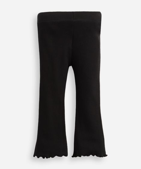 calça flare infantil com fru fru preta