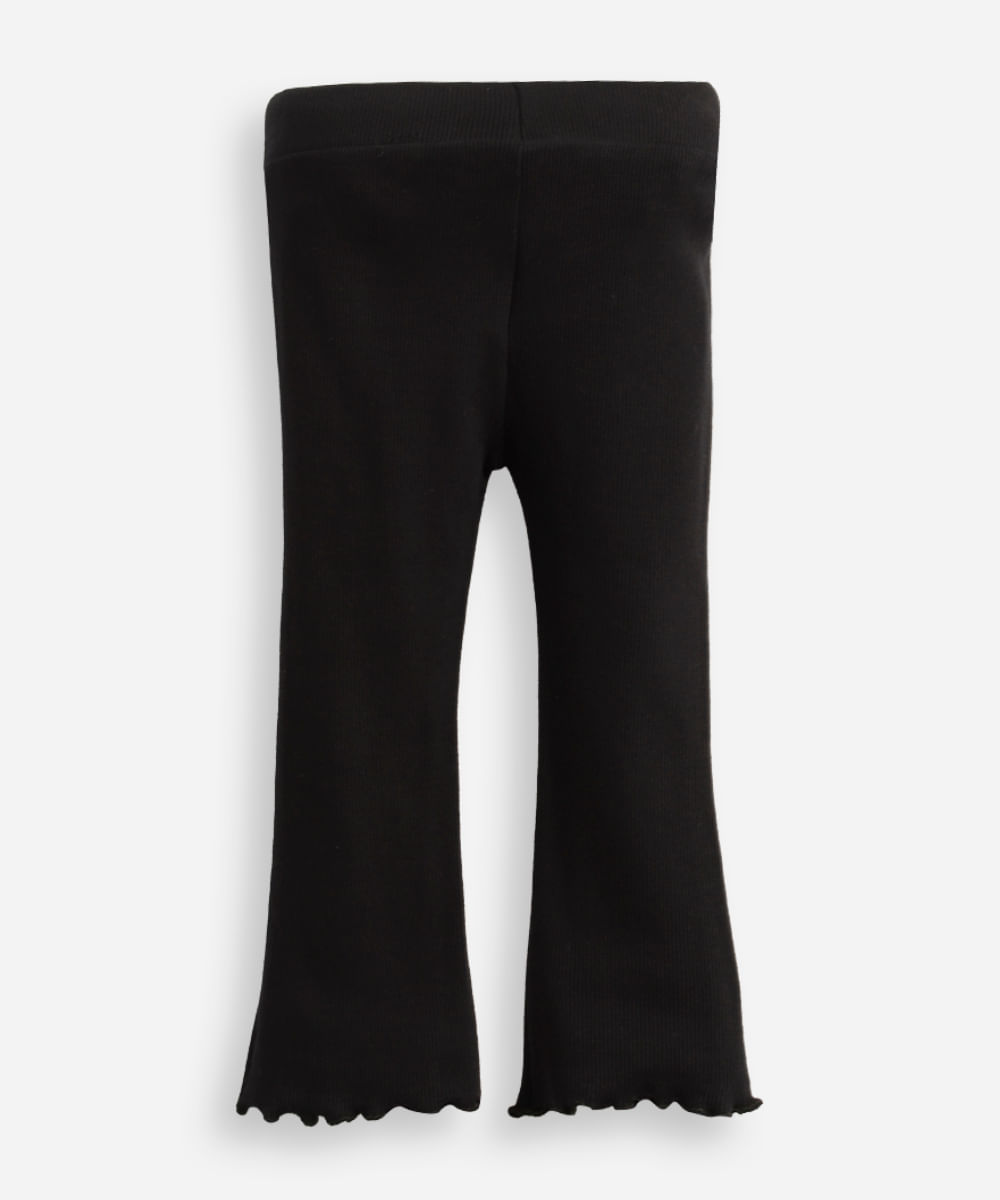 calça flare infantil com fru fru preta