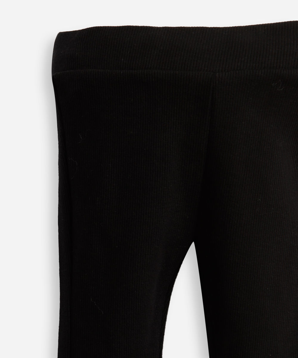 calça flare infantil com fru fru preta