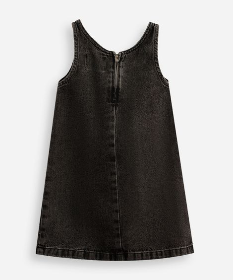 salopete jeans infantil com brilhos preto