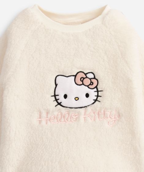 pijama longo fleece hello kitty off white