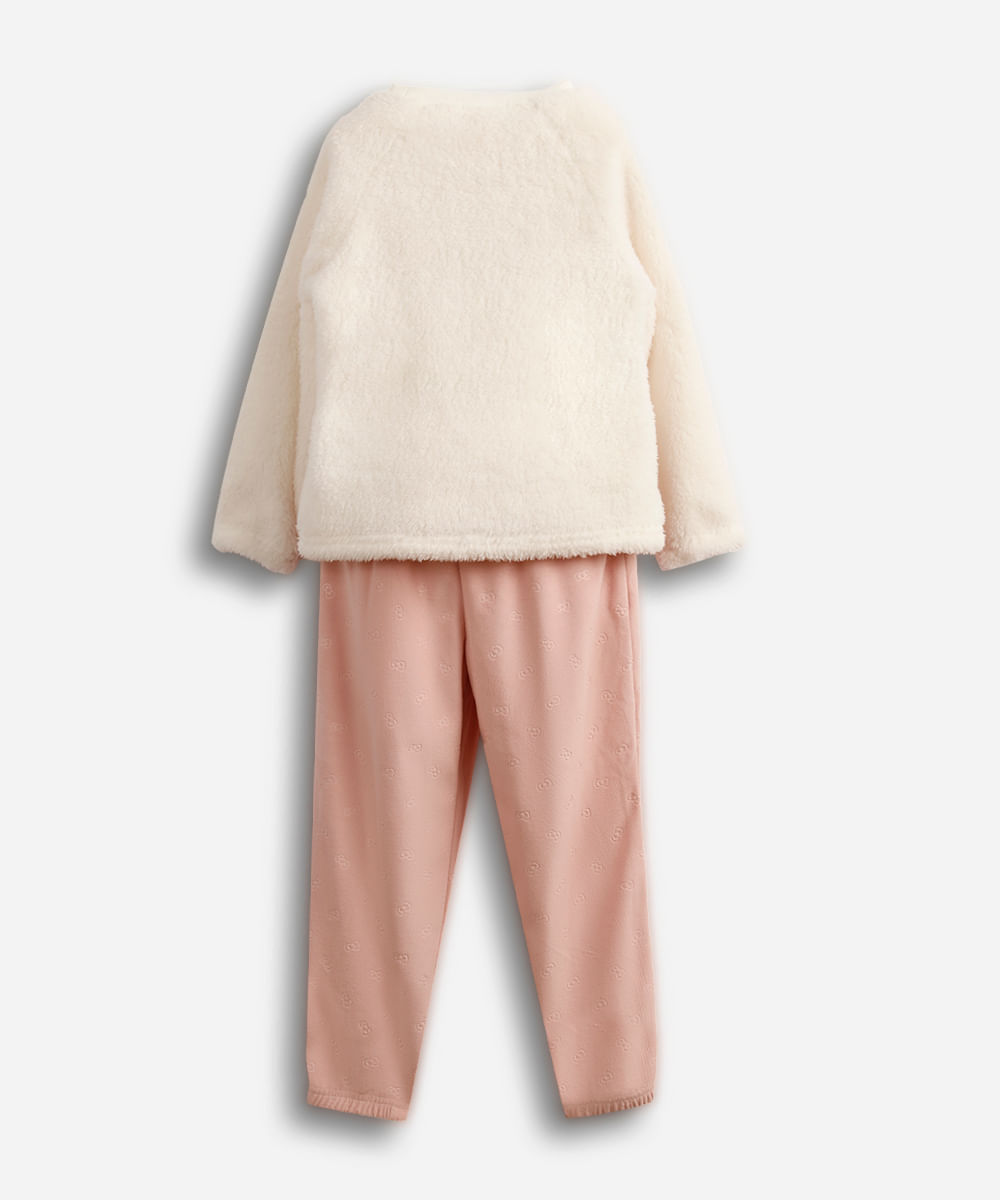 pijama longo fleece hello kitty off white