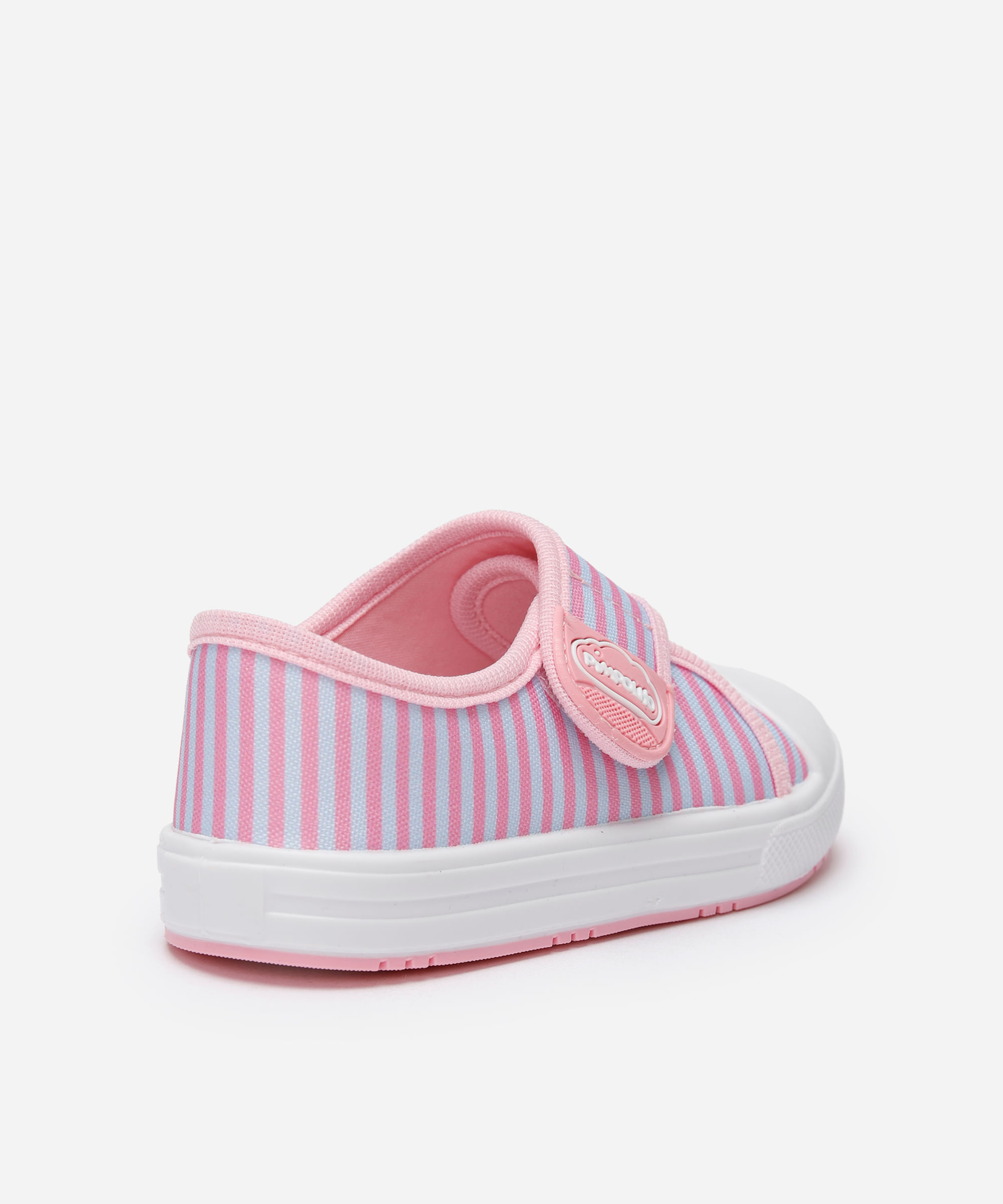 tênis infantil com velcro listrado rosa