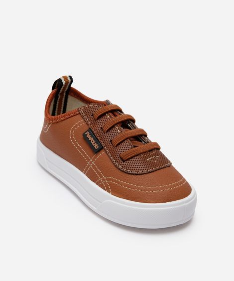 tênis casual infantil com recortes marrom