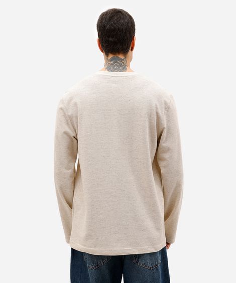 camiseta masculina manga longa texturizada bege