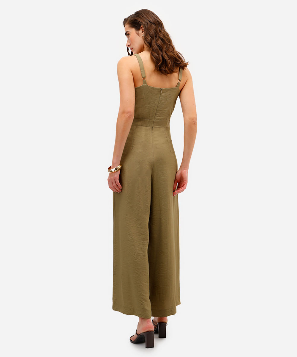 macacão feminino de viscose texturizado verde