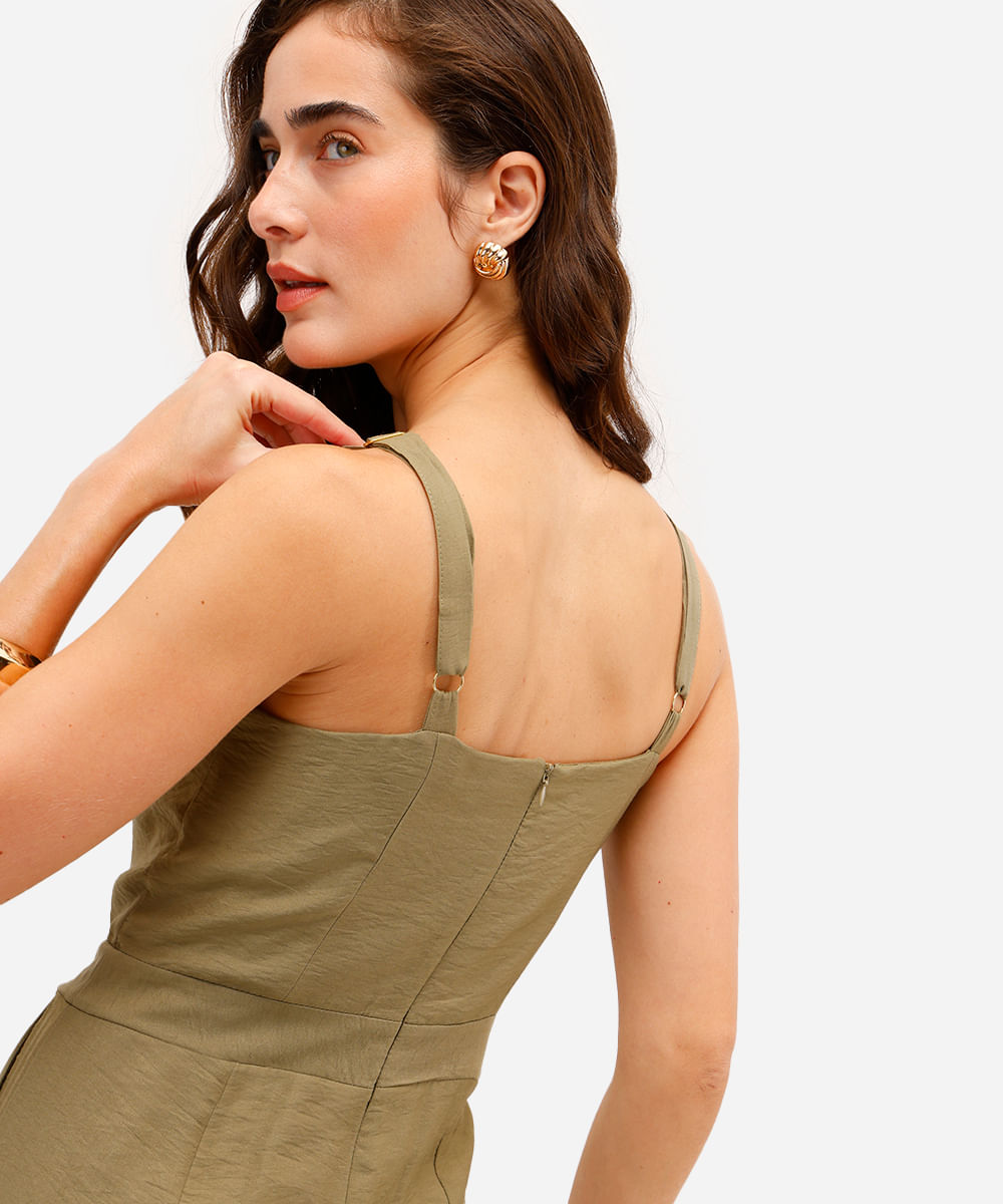 macacão feminino de viscose texturizado verde