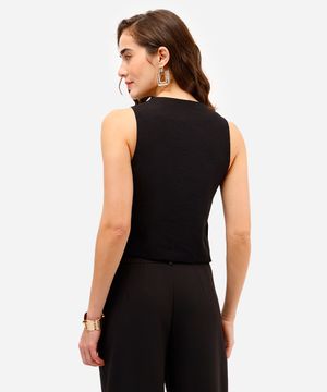 colete feminino  de alfaiataria em viscose preto